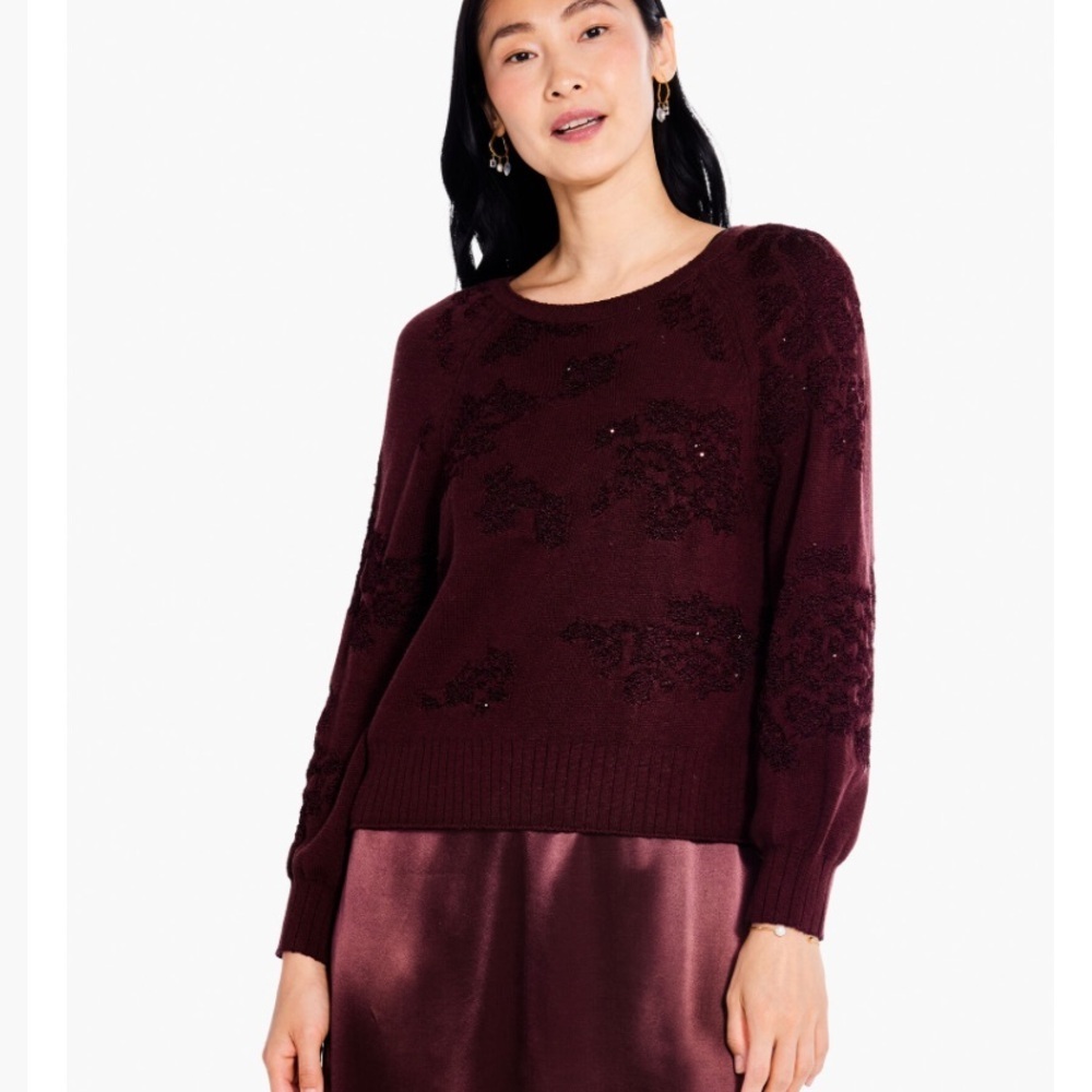 Nic and Zoe Twist It Up Sweater Red Medium‎ NWT